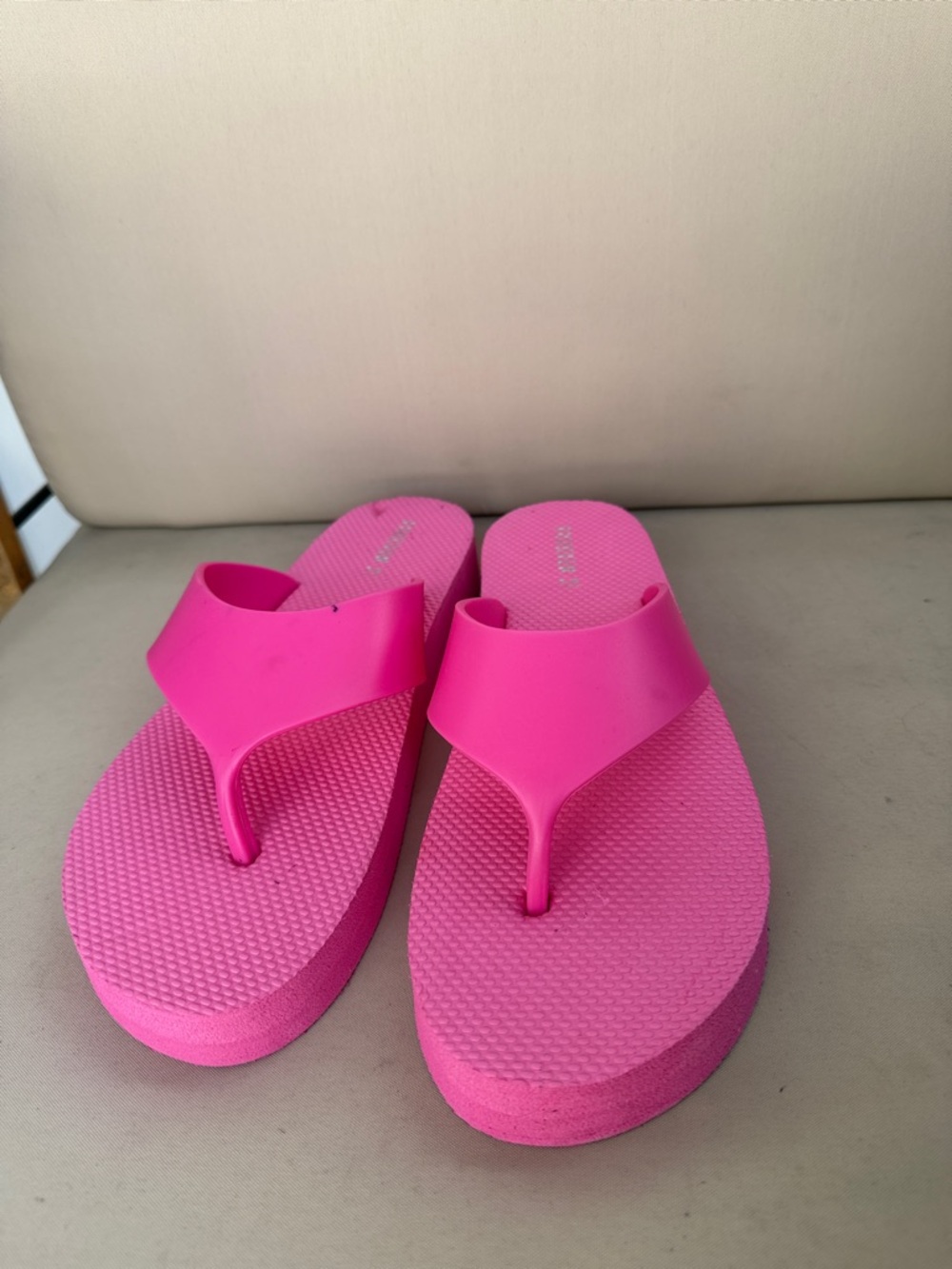 Forever 21 Bright Pink Platform Thong Sandals